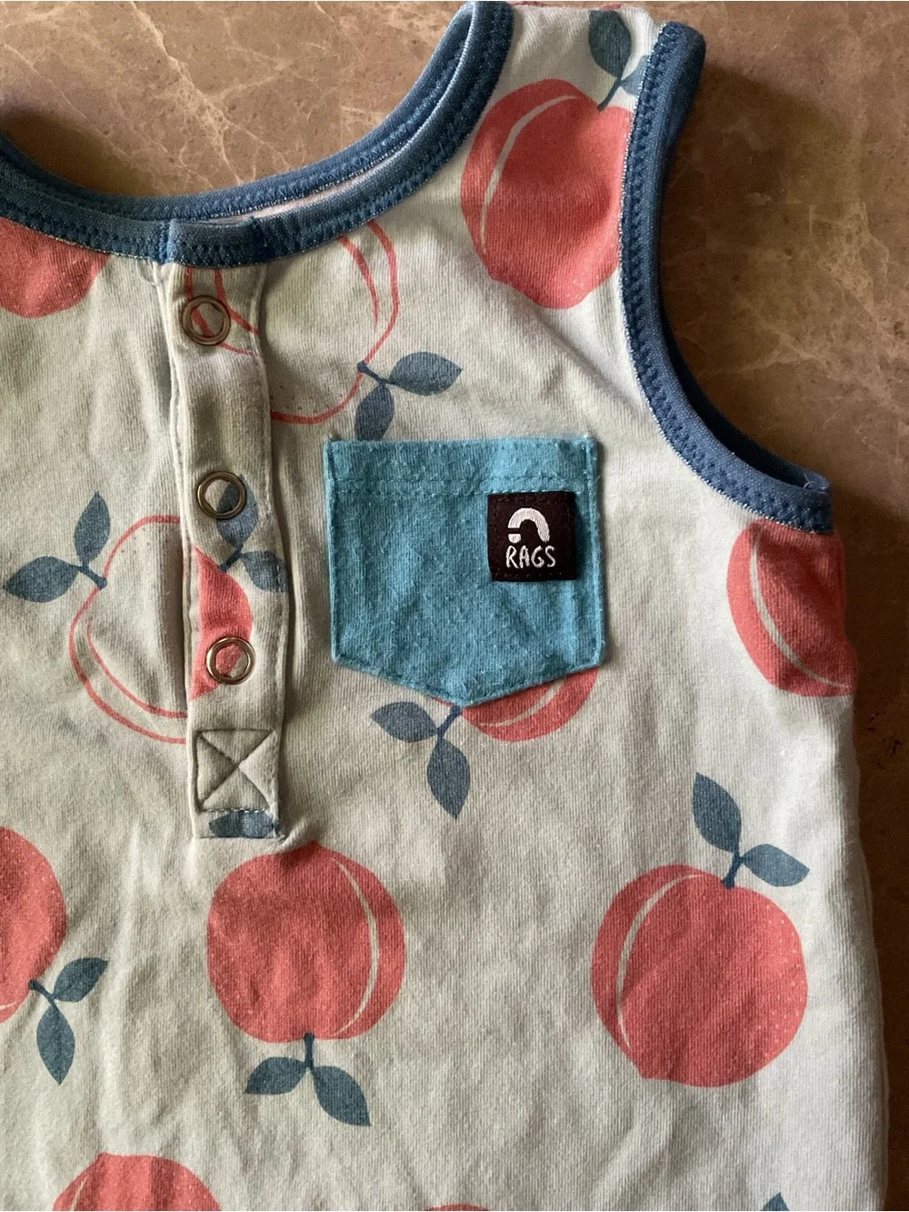 Rags to raches tank top romper peaches 18-24 months snaps